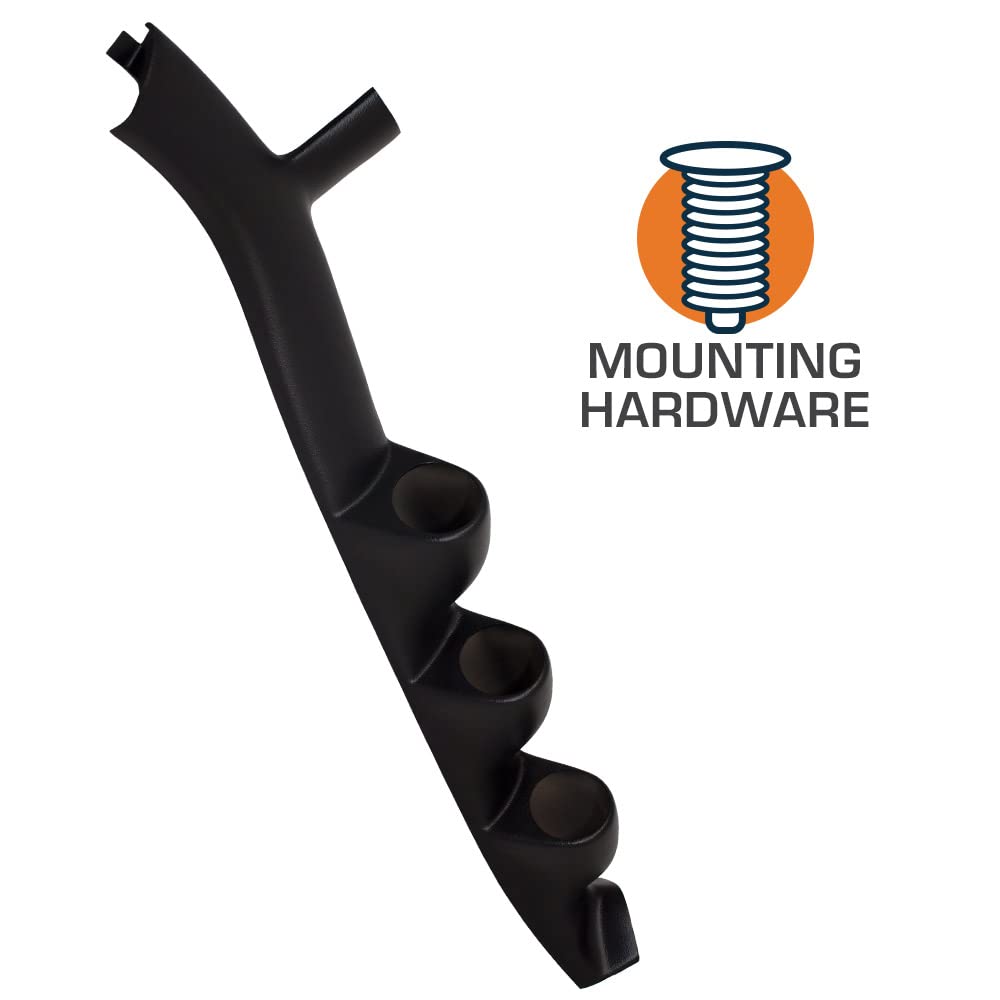 GlowShift Black Triple Pillar Gauge Pod Compatible with Ford Mustang GT Hardtop 1987-1993 - ABS Plastic - Mounts (3) 2-1/16'' (5