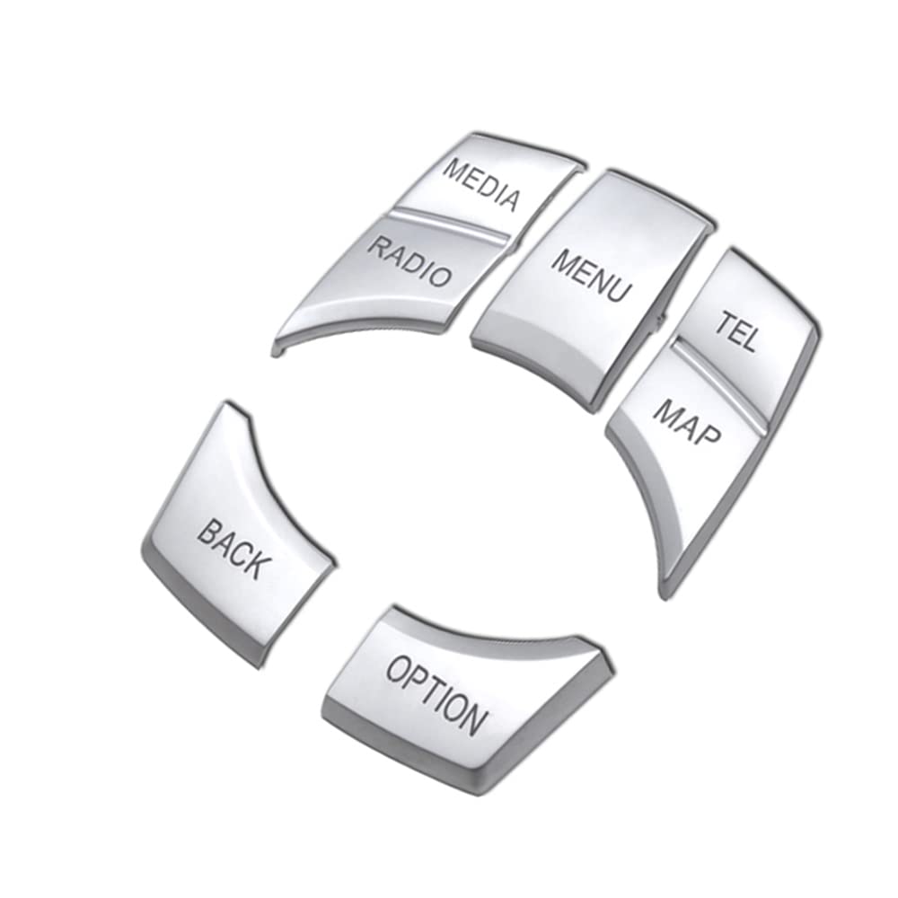 Sanrily Silver Set Of 7 Car Idrive Menu Multimedia Button Cover For Bmw Multimedia Control Knob Cover Sticker Trims Fit For Bmw 5 Series F10 F11, 1 2 Series, 3 Series E90 E92, 4 Series F30 F31,7 X5 X6