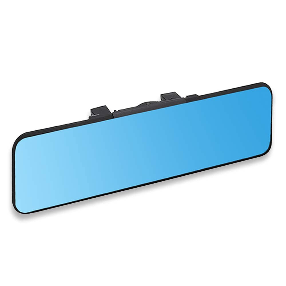 SkycropHD Wide Angle Anti Glare Rear View Mirror - 11.2in Blue Clip-On, Model ZLJ-285, Eliminates Blind Spots, Glass Material