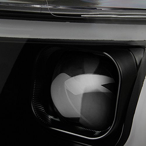 AKKON LED DRL Dual Square Projector Headlights Pair Set for 2015-2022 Chevy Colorado - Black Housings