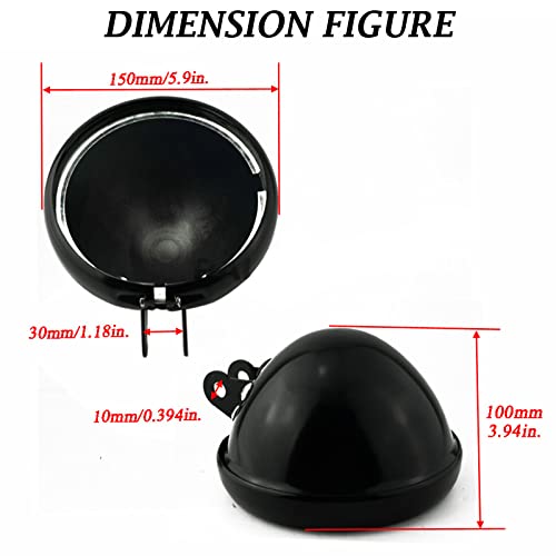 Autokun 5.75 Headlight Light Bucket Housing Trim Ring - Black for Motorcycle