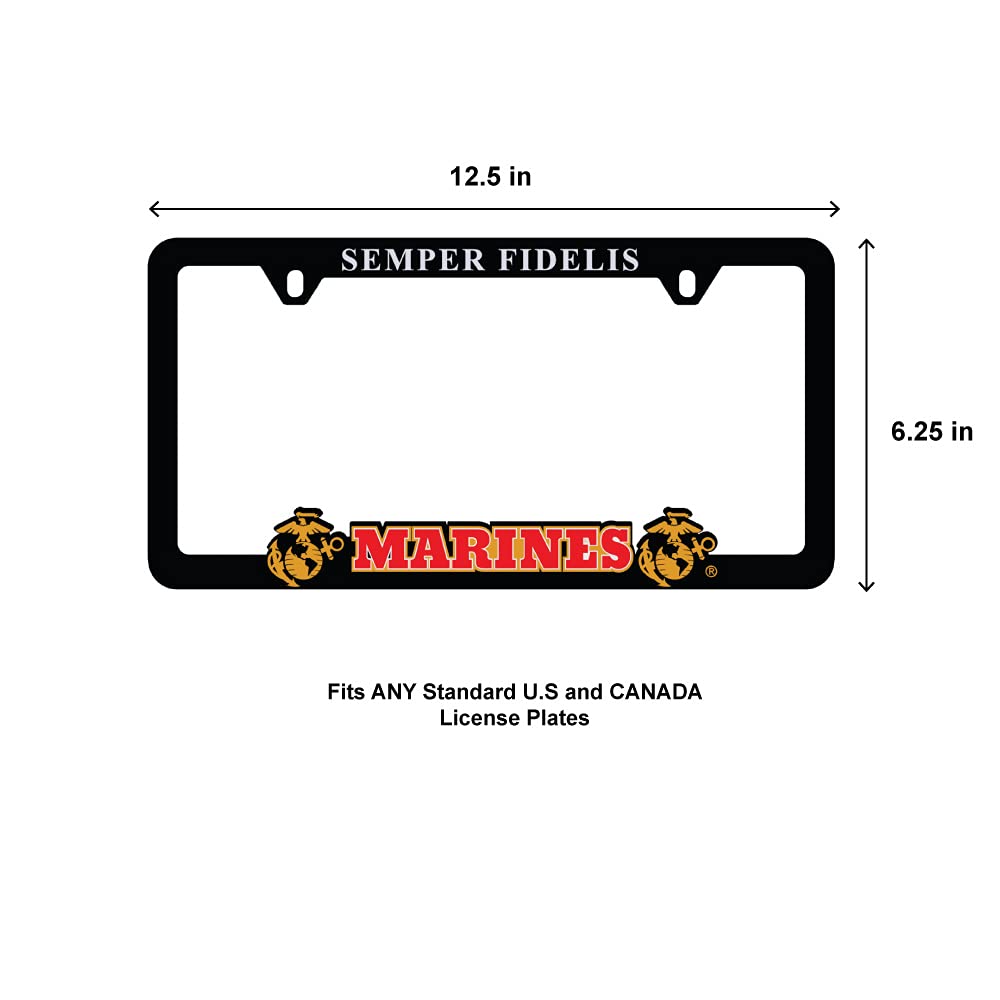 Officially Licensed Marine Corps Usmc Car License Plate Frame/Universal Fit/Weatherproof Abs Plastic/Decal And Mounting Screws I