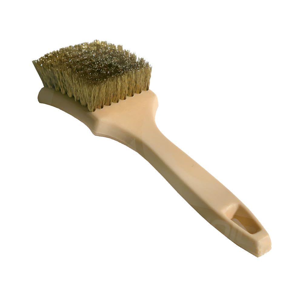 Nanoskin 8.5 Inch Brass Wire Tire Brush For Auto Detailing, Sidewall & Whitewall Cleaning, Automotive Care, And Precision Furnit