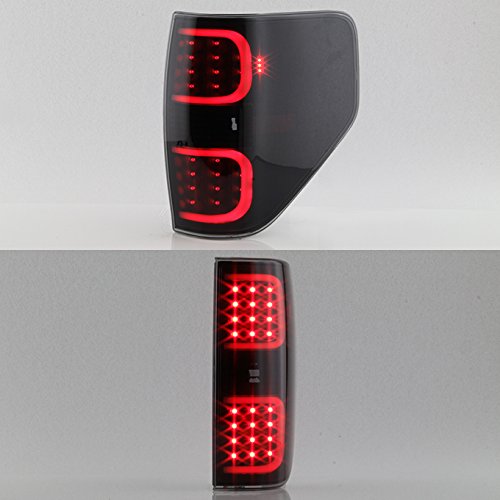 Akkon - For 2009-2014 Ford F150 F-Series Black Smoked Lens Dual C-Shape Led Tube Tail Brake Light Lamps