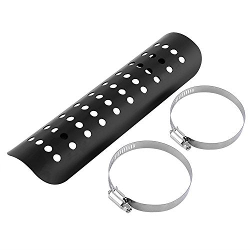 Vgeby Motorcycle Exhaust Heat , Chrome Exhaust Muffler Pipe Heat Cover Heel Guard (Black) Motorcycle Exhaust Heat Cover