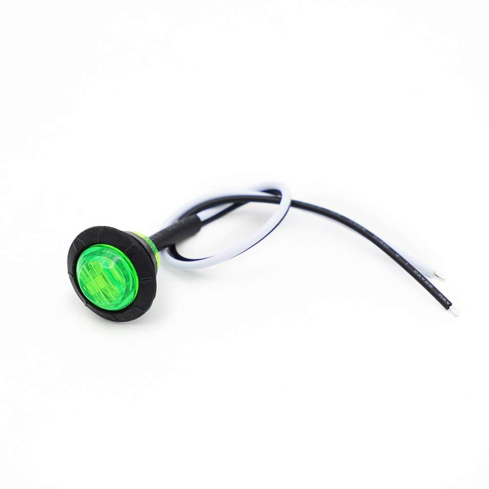Meerkatt (Pack Of 10 3/4 Inch Mini Round Green Led Flush Mount Indicator Light Side Marker Clearance Lamp W/Grommets Universal F