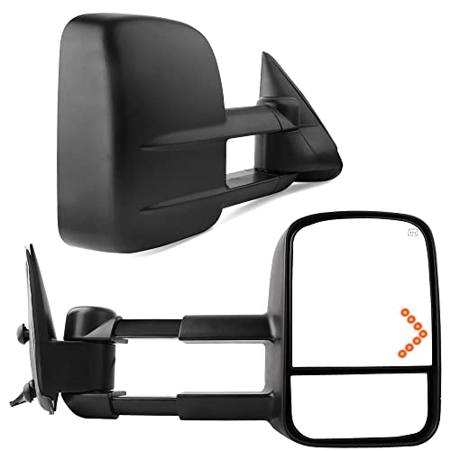 Yitamotor Towing Mirrors Compatible With 07-14 Chevrolet Silverado Gmc Sierra Cadillac Yukon Tahoe Power Heated Telescoping Led 