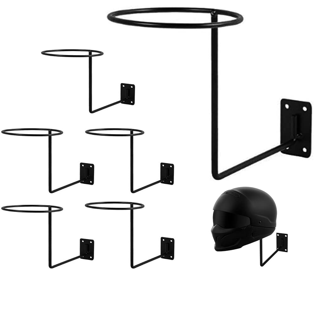 Mannifen Pei Motorcycle Accessories Helmet Holder Jacket Hanger Wall Mounted Multifunctional Rack (Black 6Pc)
