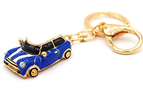 Rk Gifts Mini Style Car Keychain Keyfob Gift Rhinestone Detail Novelty (Blue (Gold Trim))