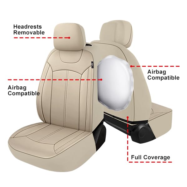 Pariiaotin Premium Leather Car Seat Covers Full Set, Waterproof Full Seat And Split Rear Bench Seat Covers For Cars,Universal Au