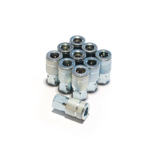Primefit Tc1414Fs6-B10-P 1/4-Inch 4-Ball Steel Female Automotive Coupler Contractor Pack, 10-Piece