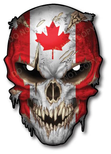 Decals By Haley Canada Skull Canadian Flag Maple Leaf Vinyl 3M Decal Sticker With Reflective Eyes Car Truck Windshield - Safe Fo