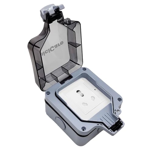 Amicicare Waterproof Power Socket, 6/16Amp Outdoor Electric Switch Socket Box Ip66 (Single Socket)