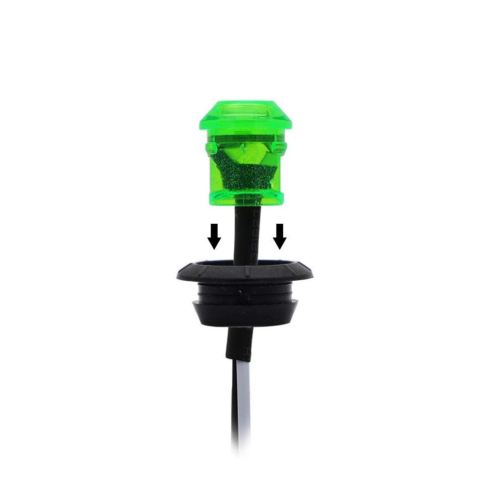 Meerkatt (Pack Of 10 3/4 Inch Mini Round Green Led Flush Mount Indicator Light Side Marker Clearance Lamp W/Grommets Universal F