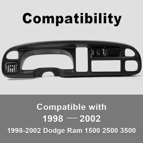 Pit66 Dash Board Bezel Cover Compatible With 1998-2002 Dodge Ram 1500 2500 3500/1998-2002 Dodge Ram 2500 3500Instrument Panel Co