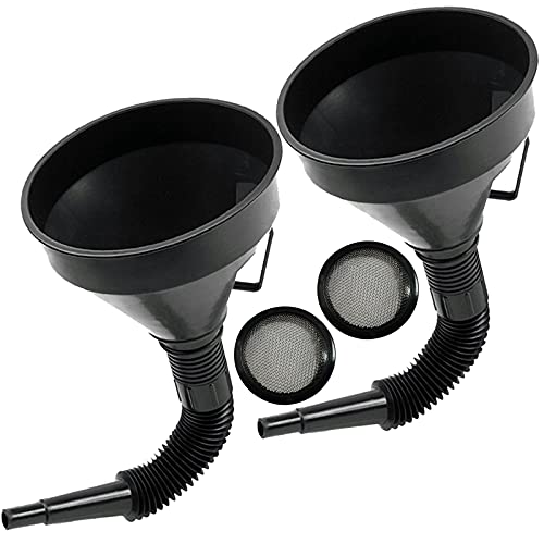 Flex Funnel - Wide Mouth Flexible Funnel With Handle, Multi-Functional Large Plastic Automotive Funnels For Cars And Motorcycles