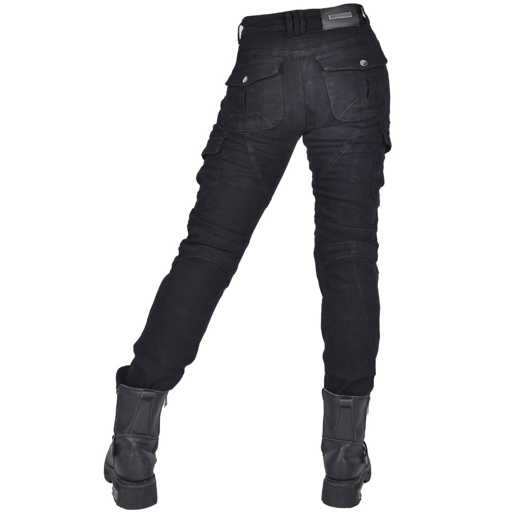 WILLIAMHUA Women Moto Jeans Motorcycle Pants Motorbike Biker Trousers with Protector (US, Waist Inseam, 26, 30, Black)