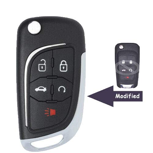 Keyecu Modified 5 Button Flip Remote Key Shell Case For Chevy Camaro Cruze Equinox Malibu ,Just A Key Shell