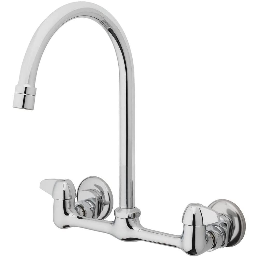 Homewerks 3190-40-Ch-Bc-Z Two Handle High-Arc Wallmount Kitchen Faucet