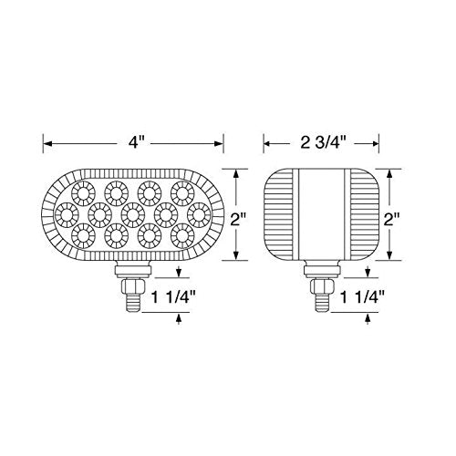 United Pacific 39729 13 Dual Function Reflector Double Face Oval Light Led/Amber & Red Lens