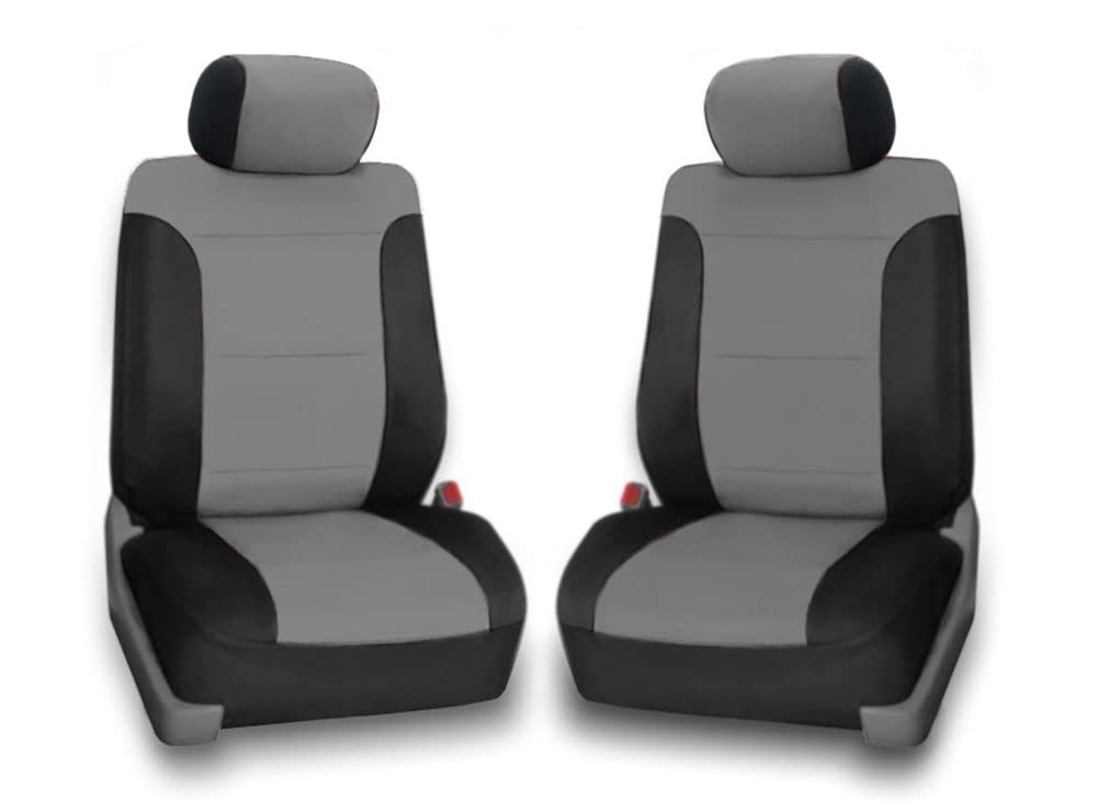 CarsCover Custom Fit 2009-2014 Ford F150 F250 F350 Pickup Truck Neoprene Car Front Seat Covers Gray & Black Sides Driver & Passe