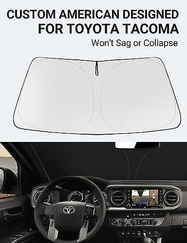 Proadsy 2025 Upgrade Windshield Sunshade Custom For Toyota Tacoma 2016-2023 Reflective Heat Sun Uv Protector Foldable Front Wind