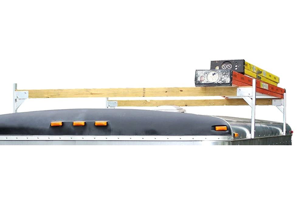 Aluminum Roof Rack By Pack'Em Racks Pk28B - 4 Piece Set (To Make 2 Cross Sections) - 2X4 Bracket Kit For Enclosed Trailers