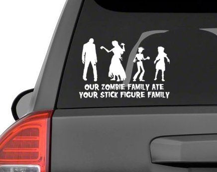 Our Zombie Family Ate Your Stick Figure Family' Vinyl Decal Sticker- Die Cut Decal Bumper Sticker for Windows, Cars, Trucks, Lap