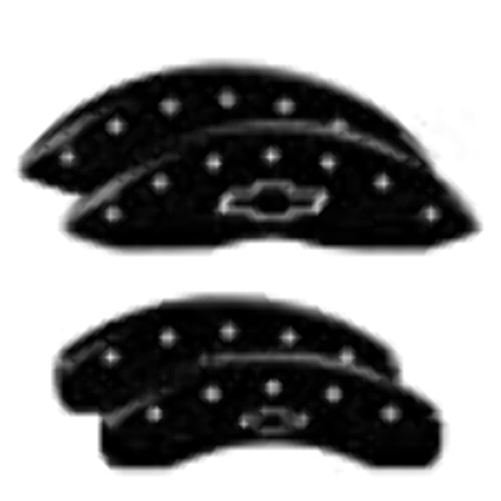 Mgp Caliper Covers 14257Sbowbk Bowtie Black Powder Coat Finish, Silver Characters, Set Of 4
