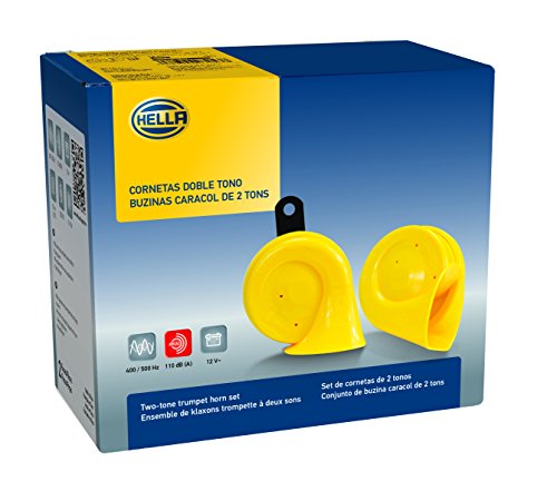 Hella 012010821 Yellow Trumpet Horn Kit, 12 V, 400/500 Hz (Universal Fit)