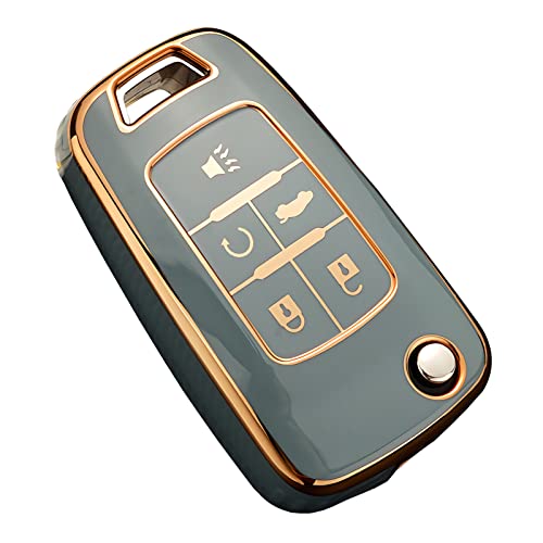 Cacacar For Chevy Key Fob Cover, Premium Tpu Full Protection Key Fob Case For Chevrolet Equinox Camaro Cruze Malibu Sonic Buick