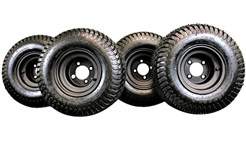 Antego Tire & Wheel 8 Matte Black Steel Golf Cart Wheels And 18X8.50-8 Turf 4 Ply Tires - Set Of 4