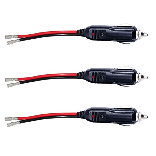 [3Pack] 12V Cigarette Fused Lighter Male Plug With Pigtails - 15Amp Male Cigarette Lighter Replacement Power Plug 12V Dc Auto Ci