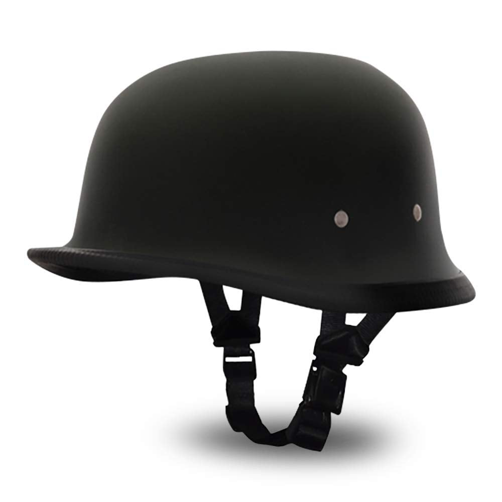Daytona Helmets German Style Novelty Motorcycle Helmet - Timeless Classic Design, Comfortable Padded Liner, Adjustable Leather C