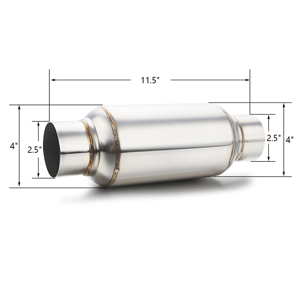 Lcgp 2.5'' Inlet & Outlet Universal Muffler, 11.5'' Overall Length Stainless Steel Resonator 2 Pack