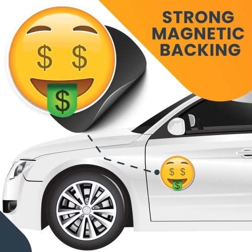 Magnet Me Up Dollar Sign Tongue Out Emoticon Magnet Decal, 5 Inch Round, Cute Self-Expression Decorative Magnet For Car, Truck,