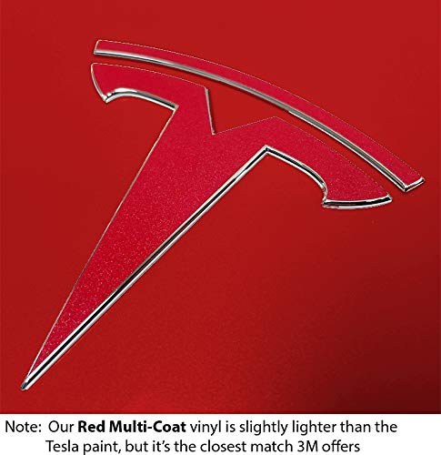 Custom Cut Graphics Logo Decal Wrap for Tesla Model Y, 4-pc Set (Red Multi-Coat)