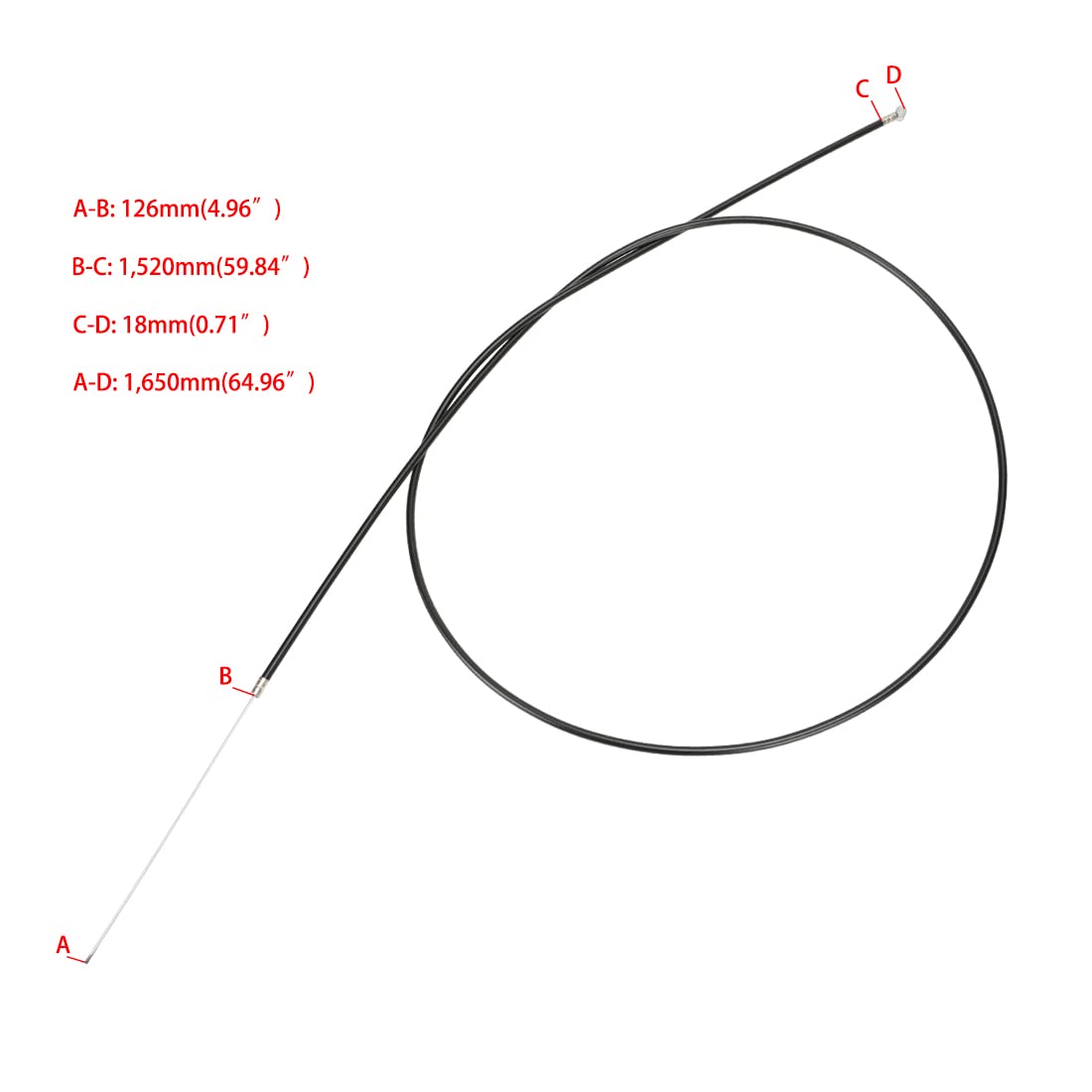 Fvrito 2-Pack 60'' Universal Throttle Cable With 1/4'' Barrel End Repalcement For Minibike Go Kart Go-Cart Mini Bike Atv Cycle Parts