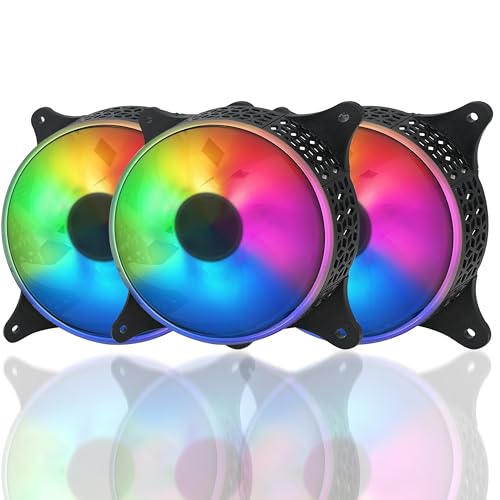 Riatech 3 Pack Rgb Led Series 120Mm Case Fan For Pc, 1500 Rpm, Pwm Connector Unique Ultra Quiet Long Life Gaming Cpu Cooler Fan 