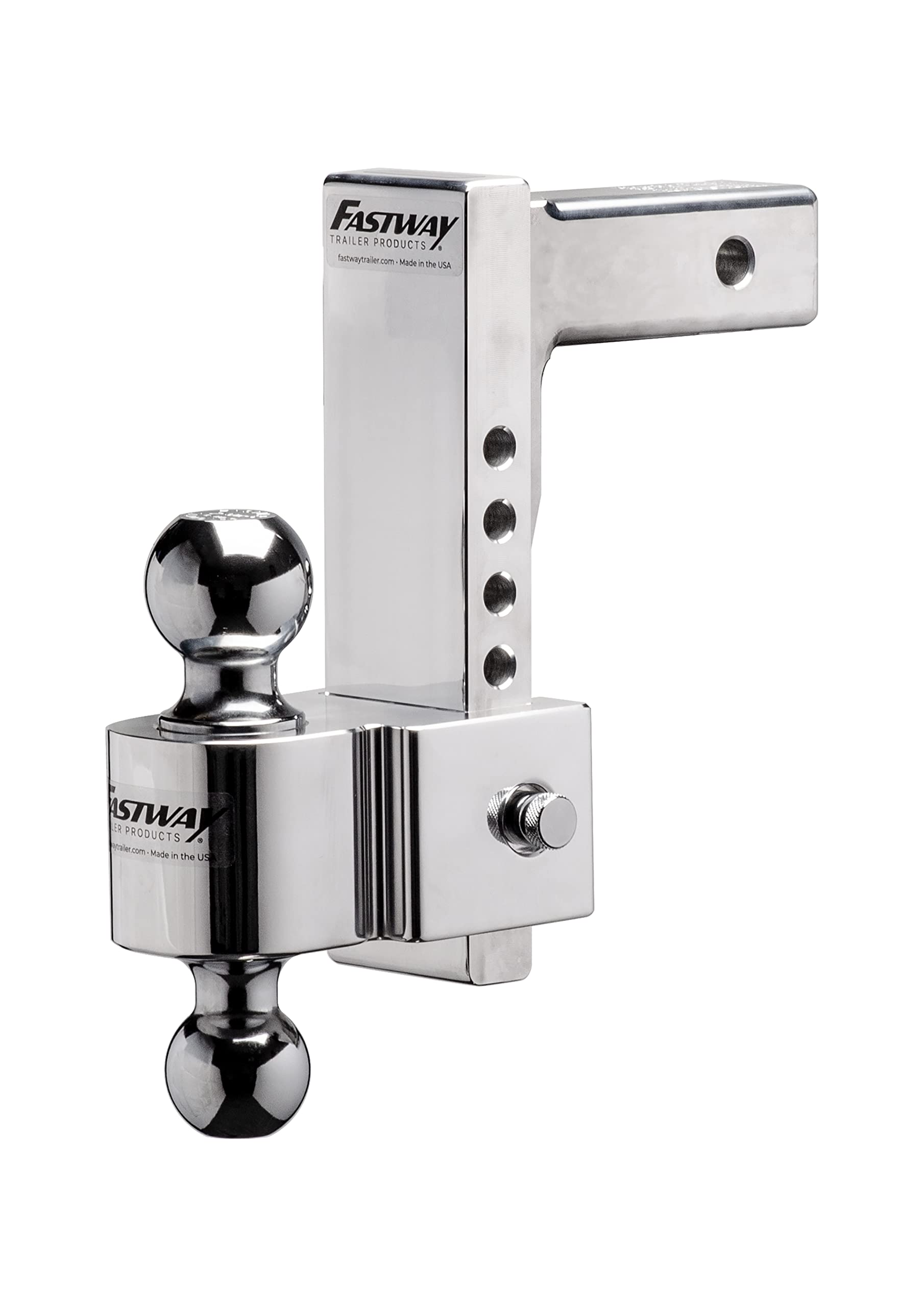 Fastway Flash 42-00-2800 E Series Adjustable Aluminum Ball Mount With 8 Inch Drop, 2 Inch Shank, And Chrome Plated Balls