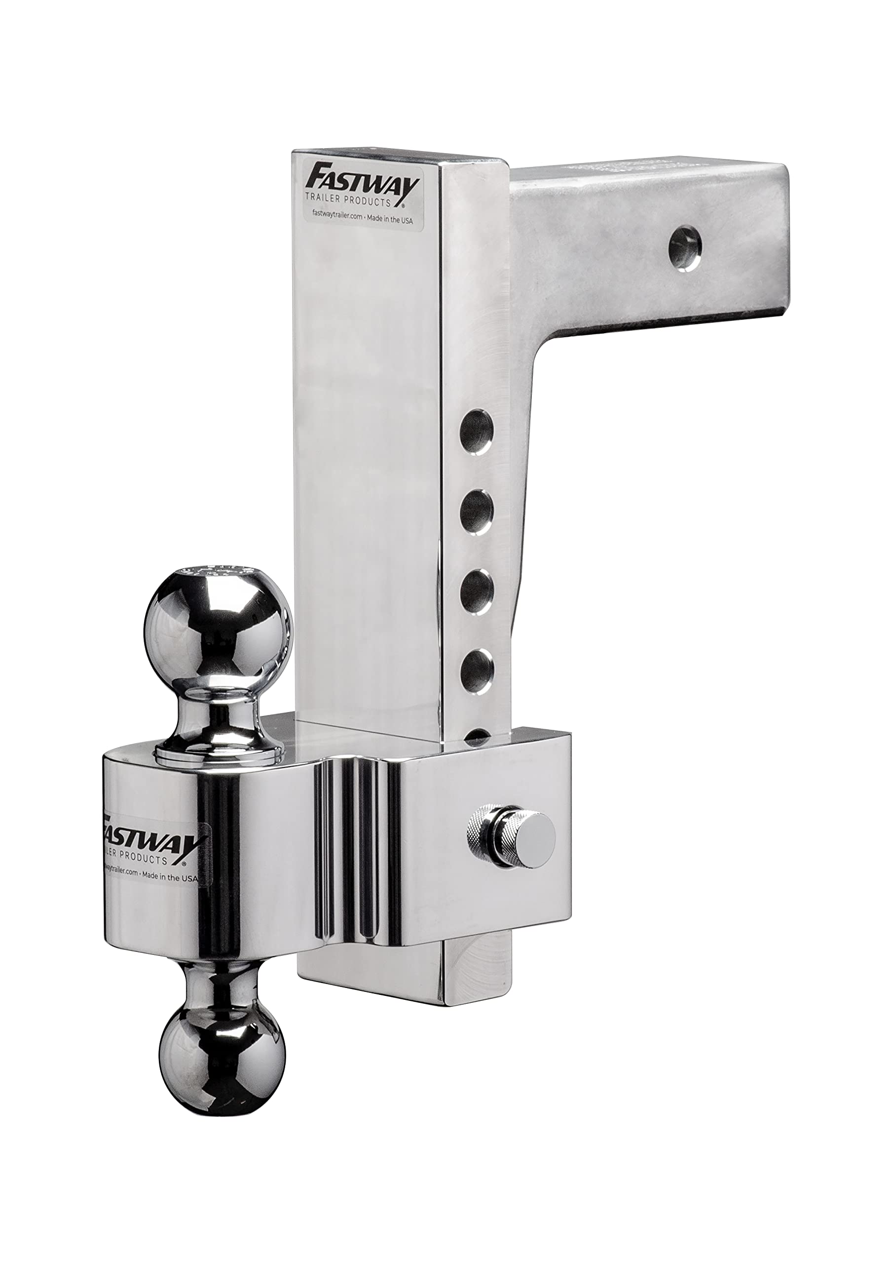 Fastway Flash 42-00-2925 E Series Hd Adjustable Aluminum Ball Mount With 10 Inch Drop, 2.5 Inch Shank, And Chrome Plated Balls