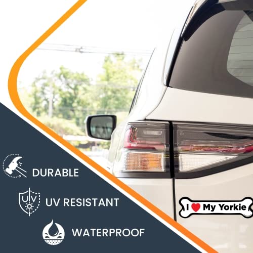 Magnet Me Up I Love My Yorkie Dog Bone Magnet Decal, 2x7 Inches, Heavy Duty Automotive Magnet for Car Truck SUV