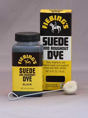 Fiebing's Black Suede Dye (4oz) - Dyes, Brightens and Restores Suede and Roughout Leather Shoes - Remains Flexible When Dry, Won