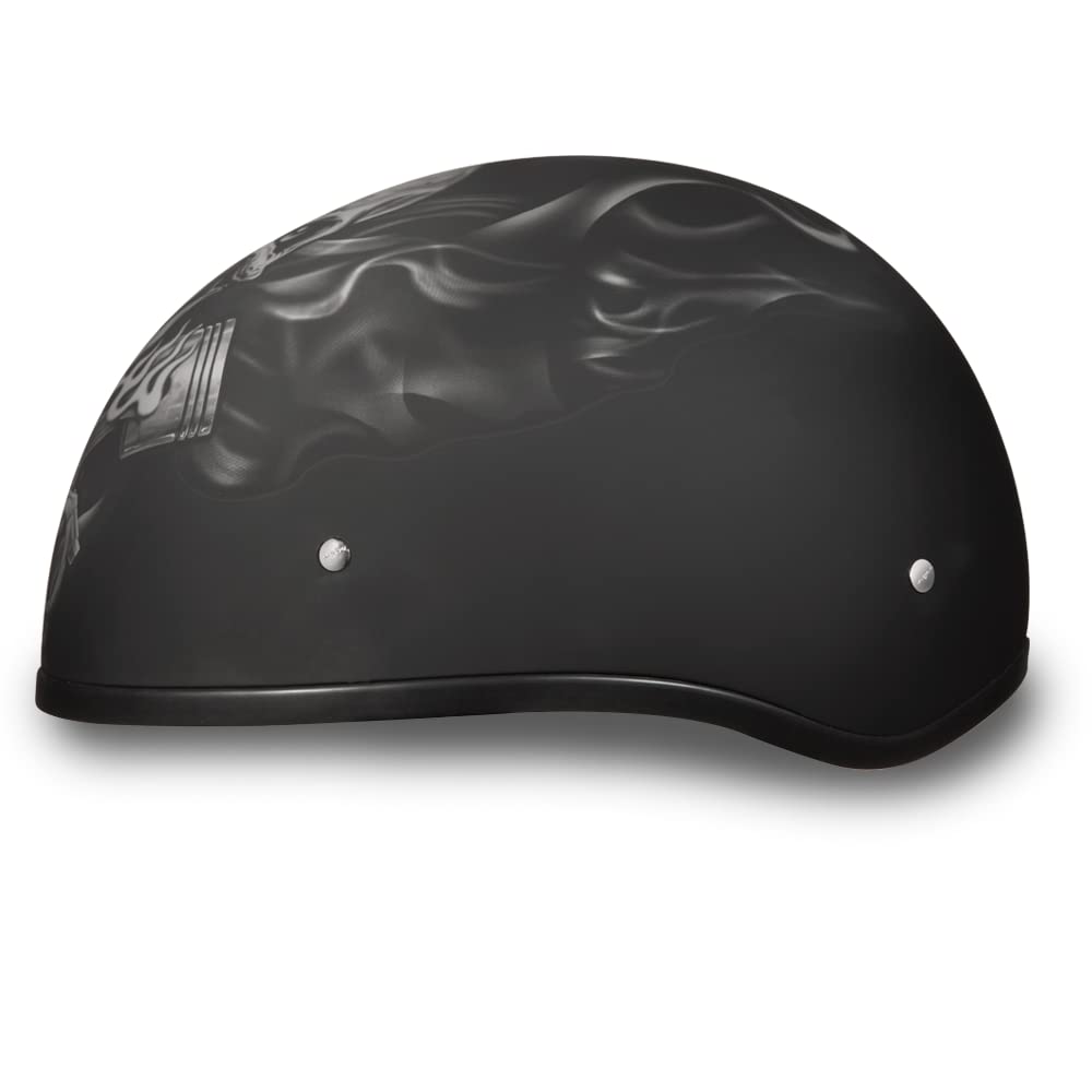 Daytona Helmets Motorcycle Half Helmet Skull Cap- Pistons Skull 100% Dot Approved