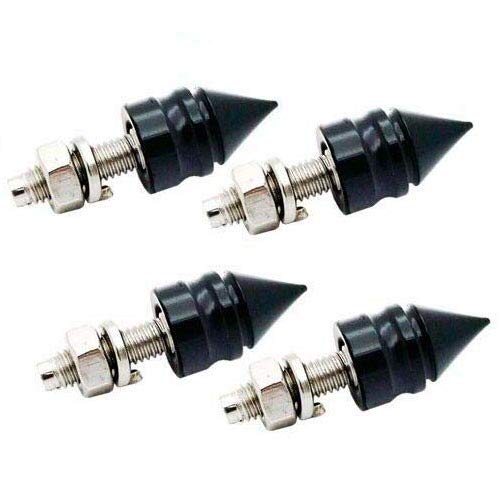 Tricktoppers - 4 Pcs Black Short Impaler Pike Grooved Spike Billet Aluminum Universal Motorcycle License Plate Frame Tag Bolt Ha