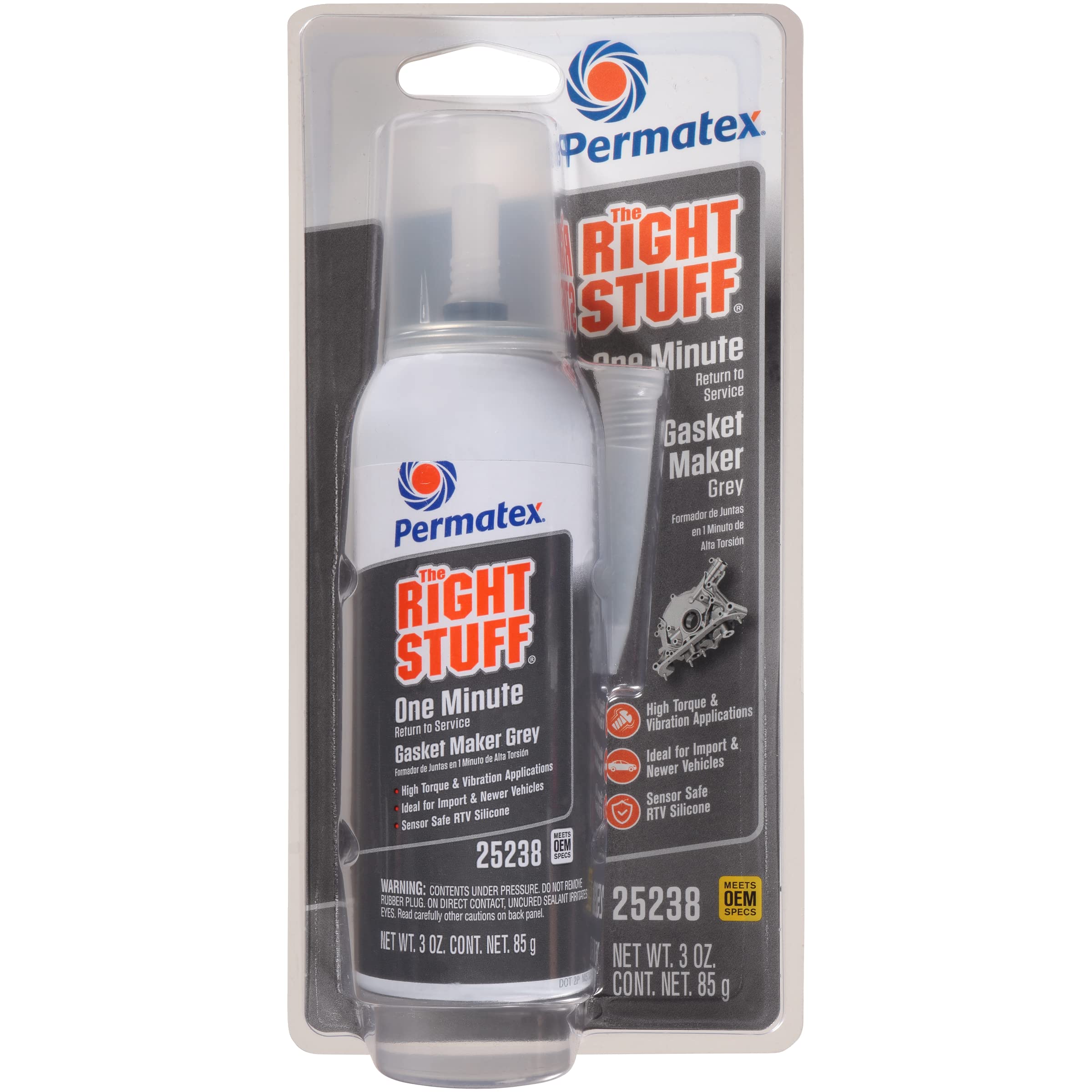 Permatex 25238 The Right Stuff 1 Minute Grey Gasket Maker, 3 Oz