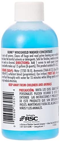 Gunk M506 Concentrated Windshield Washer Solvent With Ammonia - 6 Fl. Oz., Blue