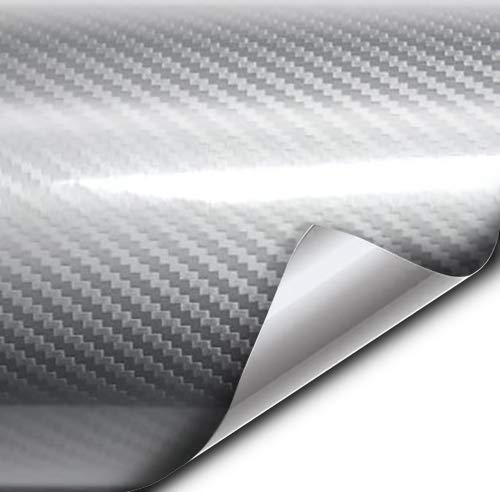 Vvivid Epoxy High Gloss Carbon Vinyl Automotive Wrap Film Diy Easy To Install No Mess (1.5Ft X 5Ft, Silver)