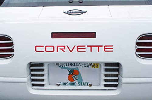 Bdtrims Front And Rear Bumper Raised Letters Compatible With 1991-1996 Corvette C4 Models (Red)