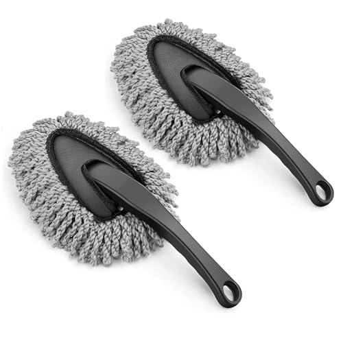 Fuelbyte Microfiber Car Duster With Handle For Car Interior Cleaning Brush Mop Duster For Car Cleaning Brush With Handle Wet & D